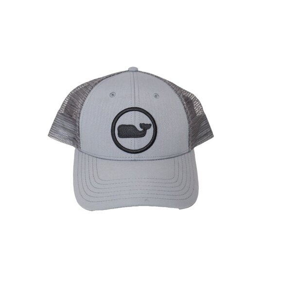 Vineyard Vines Trucker Hat Cap Snapback Gray Black Whale Casual Golf Sports - Picture 2 of 8